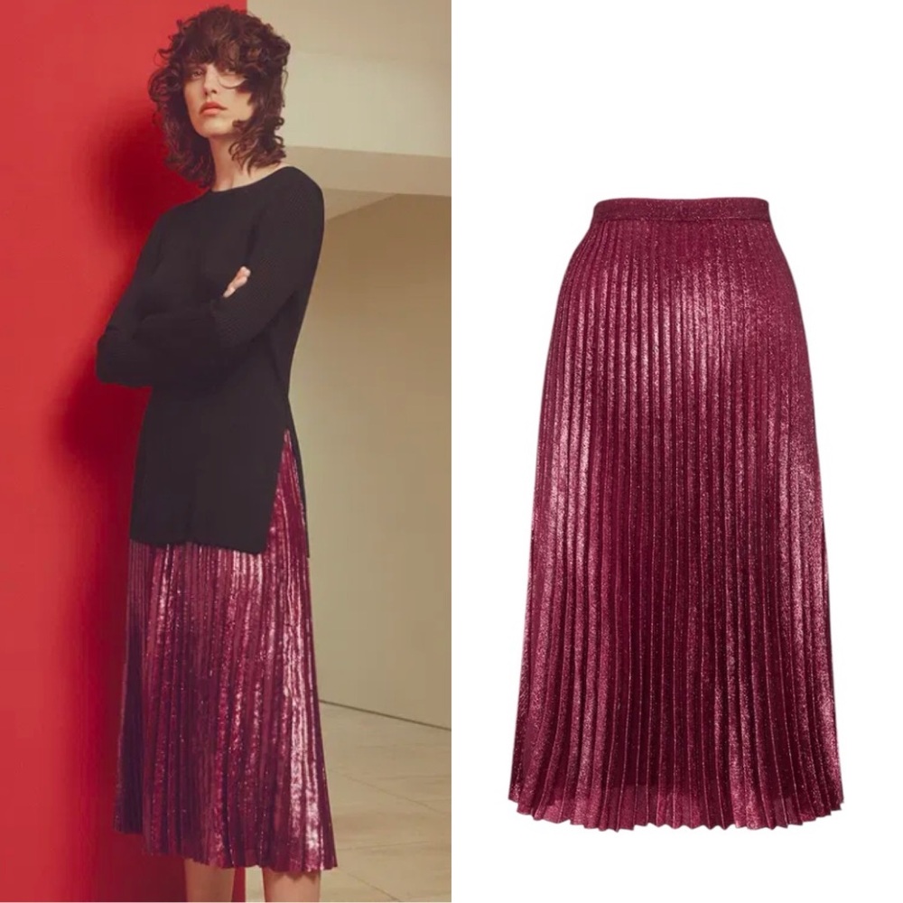 Whistles Burgundy Midi Skirt